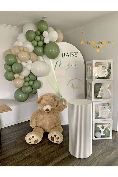 Partimalzemeleriburada Hospital Room Decoration Birthday Cream White Green Balloon Set of 60
