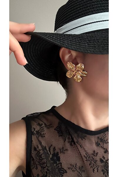 Çelik Büyük Çiçek Şık Tasarım Kararmaz Çelik Küpe