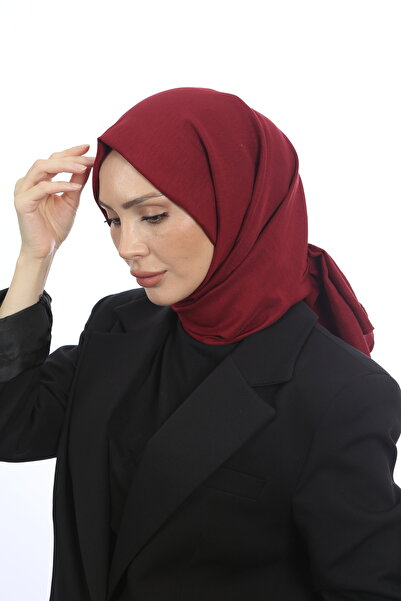 HAR-UM Ticaret Hijab Women's Cotton Jazz Shawl Claret Red