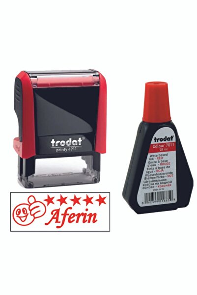 Trodat Aferin Öğretmen Kaşesi - Kaşe+kaşe Lastiği+kırmızı Kaşe Mürekkebi