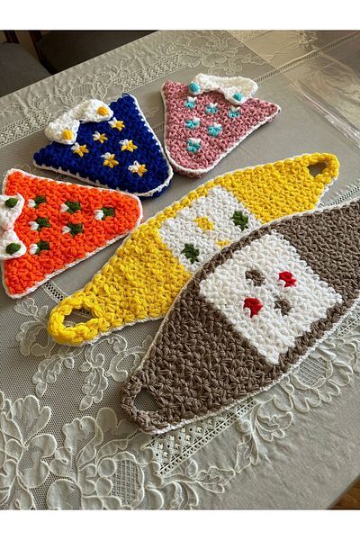 Dantelux Hep Trend Hand Knitted 5 Mixed Color Washcloths