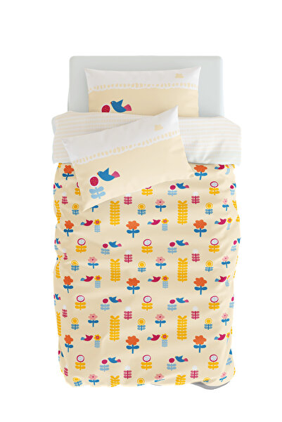 itsybitsy طقم غطاء لحاف عضوي مزدوج الجوانب للأطفال - نمط الزهور والطيور - سلس...