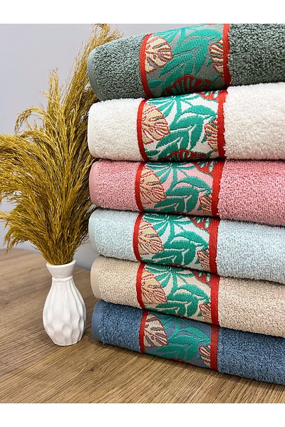 AYHANHOME Σετ 6 Ζακάρ πολύχρωμο δώρο προίκας 50x90 πετσέτες χεριών προσώπου