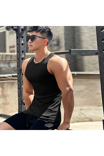 Muscle Station Men's Halter Collar Athlete Lycra Undershirt