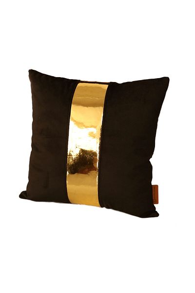 Rayda Home Decorative Black Gold Shiny Leather Detailed 6-Piece Throw Pillow Case 4 Pieces 40*40 Cm 2 Pieces 30*50 Cm