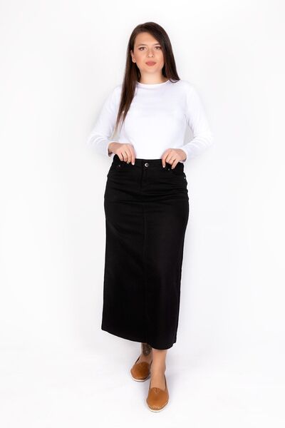 Kardelen Butik Ümraniye Black Plus Size Denim Skirt