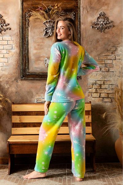 Sude HOMEWEAR Σετ βελούδινες πιτζάμες με μοτίβο Rainbow Glitter