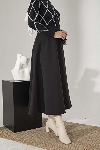 Asgard Tesettür Γυναικεία Puff Scuba Hijab Black Flared φούστα