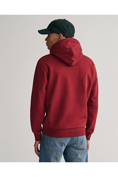 Gant Чоловічий світшот з капюшоном і логотипом, прямий крій - бордовий