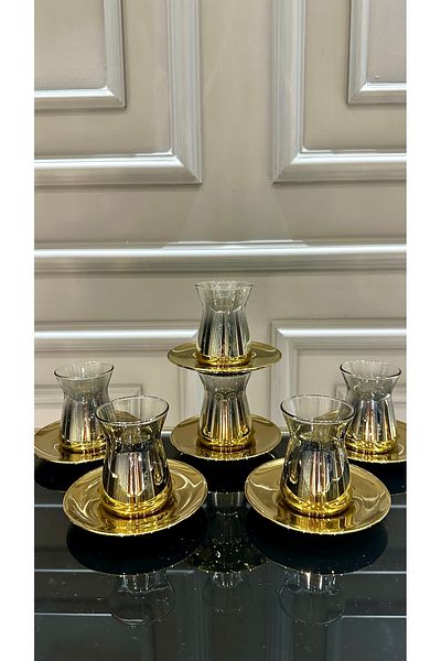 Paşabahçe Pashabahçe Titanium Glass Tea Set for 6 People - 12 Pieces