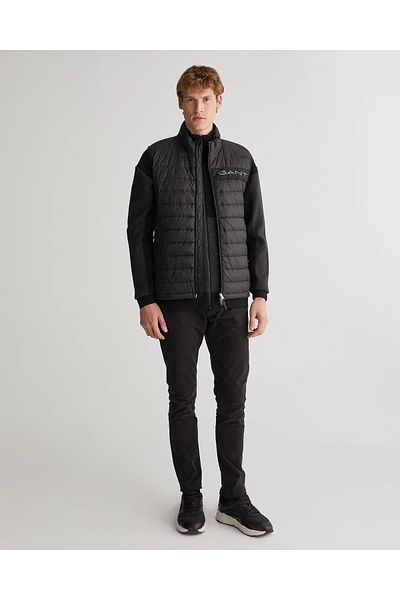 Gant Men's Zippered Logo Vest-Black