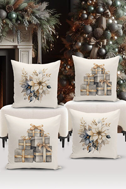 Bertille Home Новорічна серія - Набір з 4 чохлів для подушок з двостороннім ц...