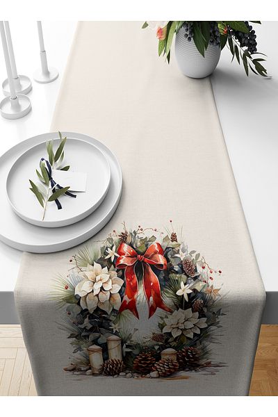 Bertille Home New Year's Series - 140X40 cm Digital Printed Christmas Runner