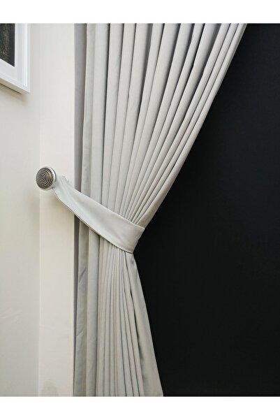 Evdepo Home Light Gray Solid Color Background Curtain, Straight Sewing Without Pleats, Extrafor Shirring, Single Wing