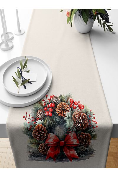Bertille Home New Year's Series - 140X40 cm Digital Printed Christmas Runner