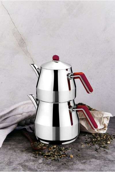 AROW Mega Boy Paslanmaz Çelik 304 Kalite Bakalit Kulp Çaydanlık Arow Carla Aşiret Boy Çaydanlık