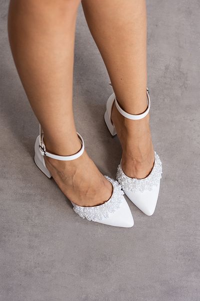 ZENNESHOES Pantofi de seară albi cu perle