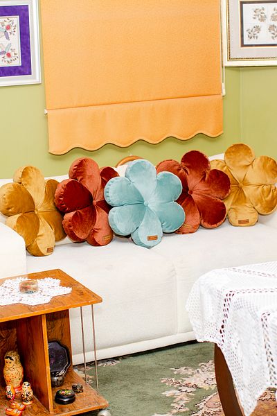 Rayda Home Pachet de 5 perne decorative cu umplutură interioară, pernă cu flori, 2 bucăți muștar, 2 bucăți scorțișoară, 1 bucată verde mentă