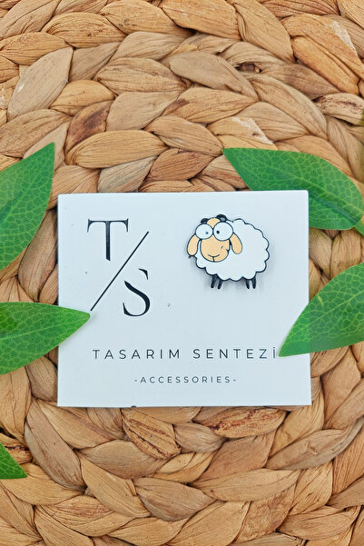 Tasarım Sentezi Rozet Metal Broş Yaka Okul Çantası Kıyafet Şapka Aksesuar Tatlı Sevimli Koyun Kuzu Beyaz Rosette