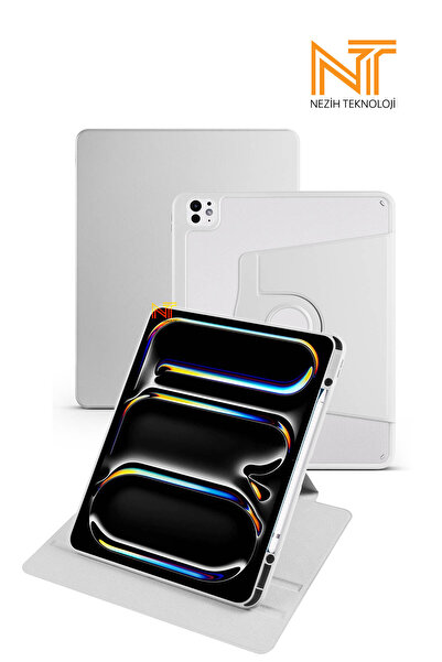 Nezih Case İpad Pro 13 2024 / 2025 Uyumlu 360 Dönebilen Kalem Bölmeli Standlı...
