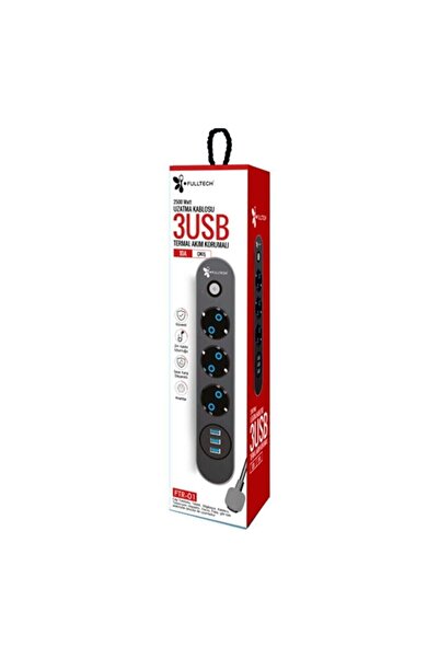 asua Fulltech Ftr-01 Termal Akım Korumalı Priz 3x Usb