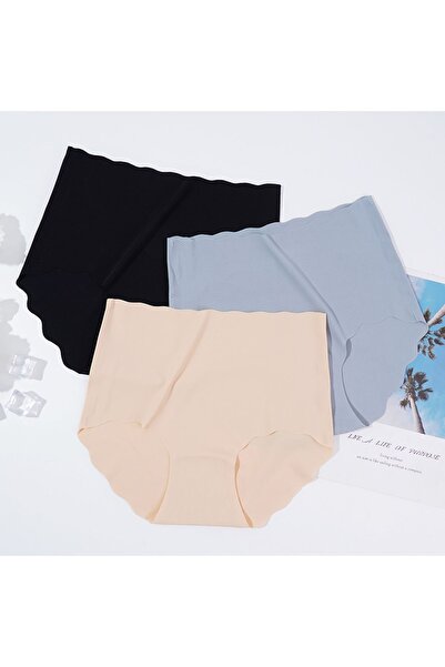 SWEETKORSE Chiloți din mătase transparentă, flexibili, respirabili, fără sudură, cu talie înaltă - antracit