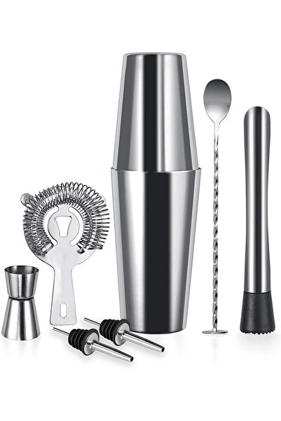 Bar Boss 7 Piece Metal Cocktail Set, Stylish and Advantageous Drink Mixing Kit