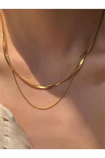 CHARMLUCKY Çelik 2 li zincir kolye