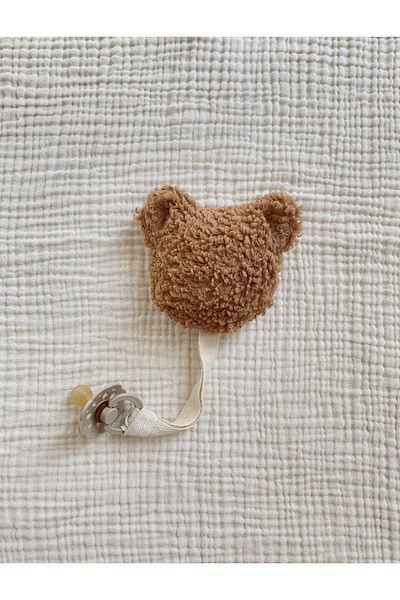 bohemoon Teddy Bear Pacifier Strap Brown