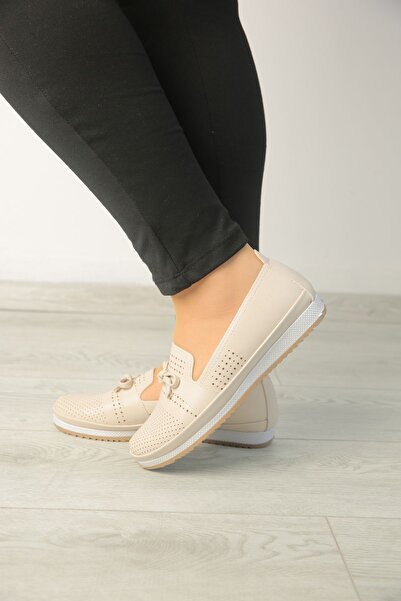 ASL SHOES STORE Women's Daily Orthopedic Ballerinas - Skin Hole and Bow Shoes