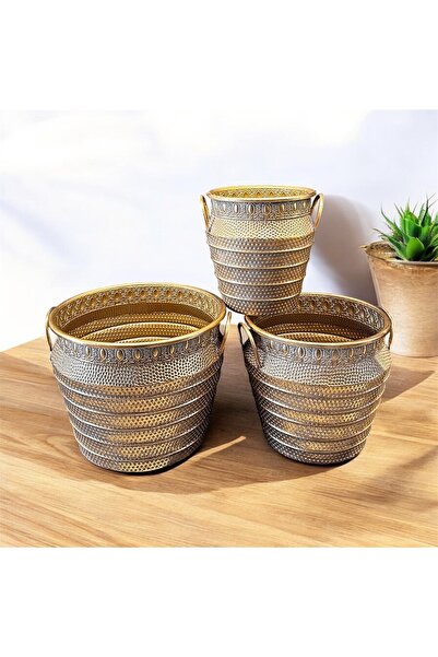 THE LİNSE Metal Dekoratif 3 lü Saksı Takımı ?