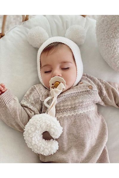 bohemoon Teddy Moon Pacifier Strap Natural White
