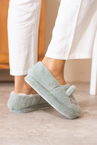 bykujo Χειμερινά Γυναικεία Σπίτι Παπούτσια - Κέντημα με Φιγούρα Βάτραχου, Αντιολισθητική Σόλα