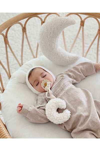 bohemoon Teddy Moon Pacifier Strap Natural White