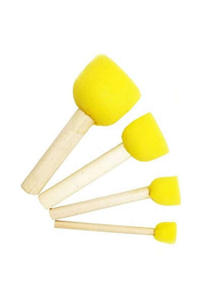 adin tasarım Pompom Brush 4 Pieces Sponge Pompom Wood Painting Brush Buffer Modeling Brush Set