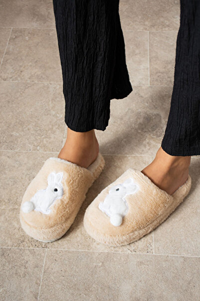 STOCON Дамски зимни домашни пантофи Yumoş - Подаръчни пантофи с бродерия на заек и зестра