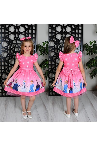 Trend Çocuk Kız Çocuk Mavi Karlar Ülkesi Elsa Elbise,doğum Günü, Parti Elbise...