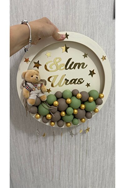 mgs dızayn Door Ornament and Pillow Set - Wooden Ball