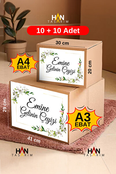 HAN Etiket - İsimli Çeyiz Kolisi Etiketi - Kendinden Yapışkanlı - 10 A3 + 10 ...