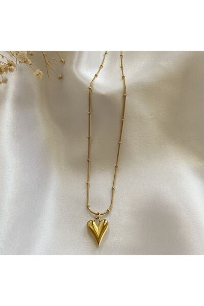 Cherry Aksesuar Çelik Dorika Kalp Kolye 50 cm