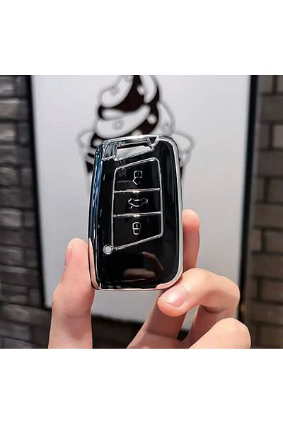 emii auto spare parts Husa cheii Seat Leon Ateca Model fără sustas Negru/gri Compatibil cu cheia model fără sustas
