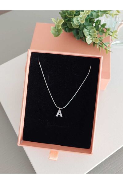 LUCKY ACCESSORIES Çelik Silver Rodyum  Kaplama Harf Kolye A Harfi