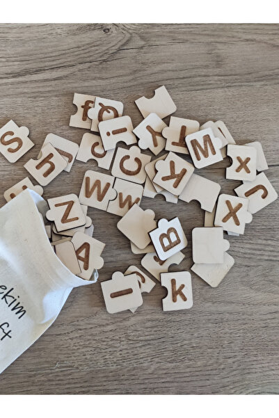 Ekim Craft büyük kücük harf puzzle . montessori harf bulmaca yapboz ahşap ing...