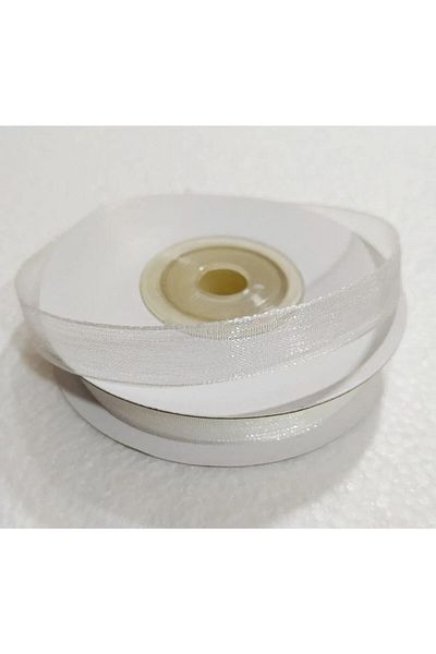 yörük tuhafiye 25 Meters 1 cm White Organza Tulle Ribbon - 1 Ball Organized Tulle Ribbon