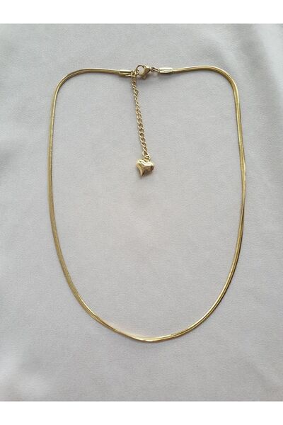 MÜGETA Çelik Gold Ince Italyan Yassı Zincir Kolye