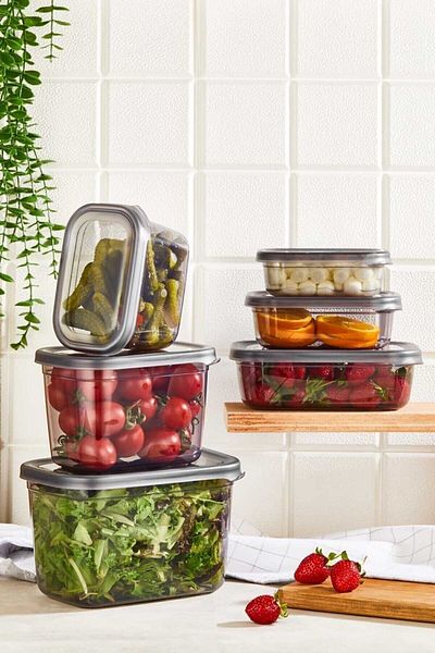 decorev Set of 6 Storage Containers Breakfast, Pulses, Snack Bowl, Fruit Transparent Storage Box Coloni