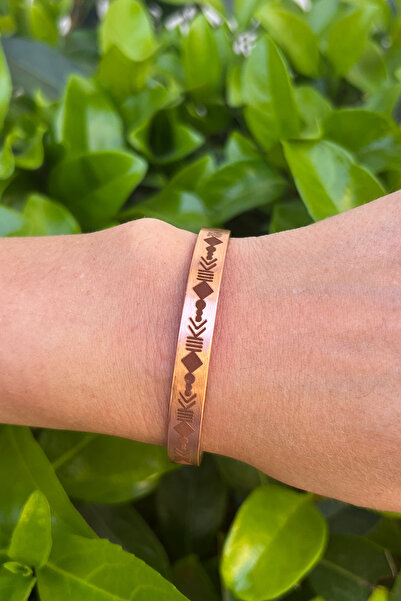 Pinart PİNART خاتم نسائي نحاسي بنمط موجة قابل للتعديل PNRTB 001229