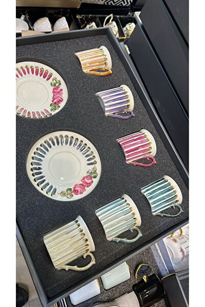 Handmade طقم فناجين قهوة من ESTERHOMEDECOR مكون من 6 أشخاص - مرسومة يدويًا