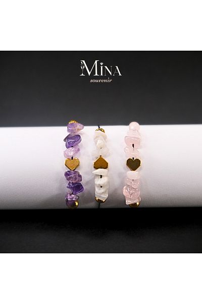 Mina Souvenir Amethyst and Pink Quartz Stress Bracelet - Moon Stone Hunger Suppression