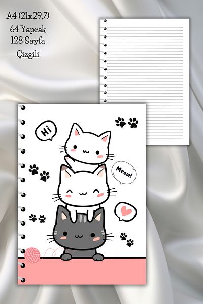 daily notebook دفتر ملاحظات مدرسي حلزوني مخطط 64 صفحة - مقاس A4 (21x29,7 سم)